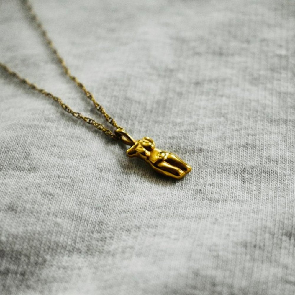 Abstract 18k Gold plated stainless steel  necklace